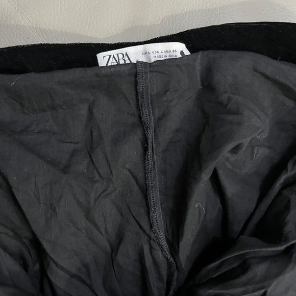 Zara Women’s Embroidered Eyelet Velvet Wide Leg High Rise Alina Pant - Size L - Picture 11 of 13